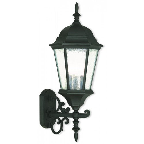 ##Antique Hardware## 3 Light Textured Black Outdoor Wall Lantern