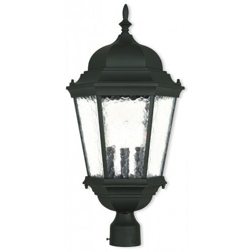 ##Antique Hardware## 3 Light Textured Black Outdoor Post Top Lantern