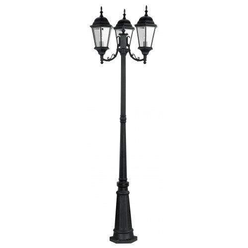 ##Antique Hardware## 3 Light Textured Black Outdoor Post Light