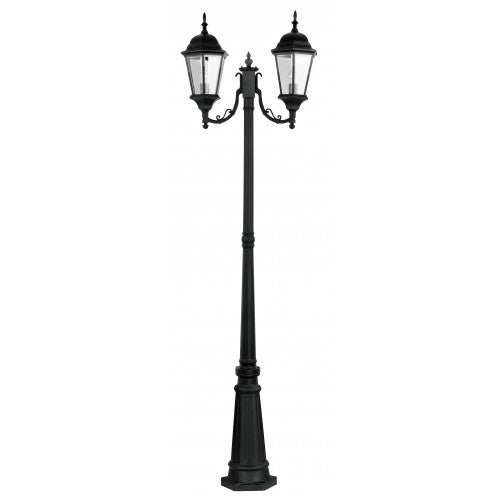 ##Antique Hardware## 2 Light Textured Black Outdoor Post Light