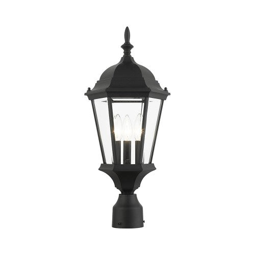 ##Antique Hardware## 3 Light Textured Black Outdoor Post Top Lantern