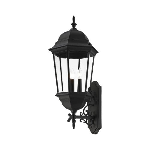 ##Antique Hardware## 3 Light Textured Black Outdoor Wall Lantern