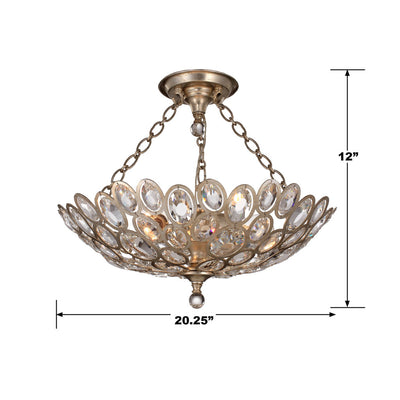 ##Antique Hardware## Sterling 3 Light Distressed Twilight Semi Flush Mount