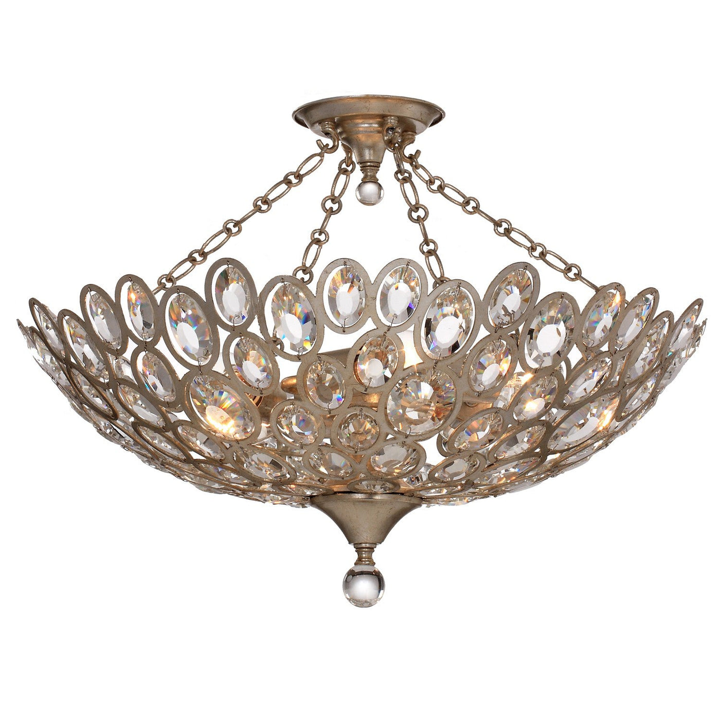 ##Antique Hardware## Sterling 5 Light Distressed Twilight Semi Flush Mount