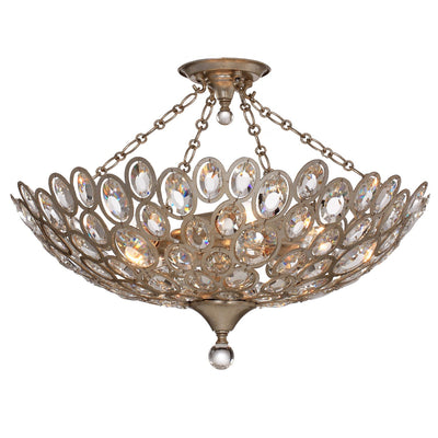 ##Antique Hardware## Sterling 5 Light Distressed Twilight Semi Flush Mount