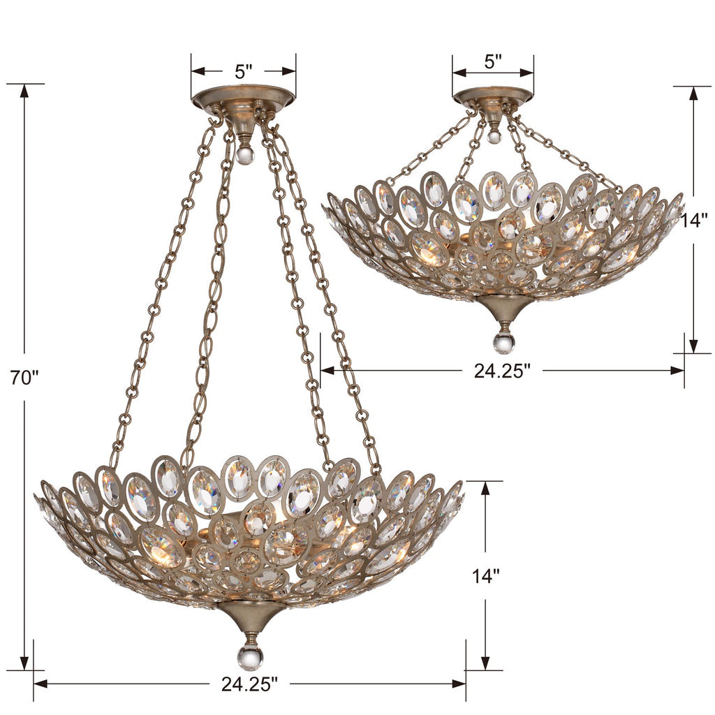 ##Antique Hardware## Sterling 5 Light Distressed Twilight Chandelier