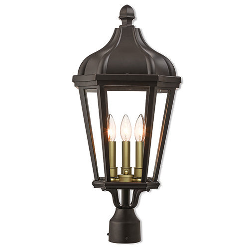 Antique Hardware 3 Light Bronze Outdoor Post Top Lantern Post