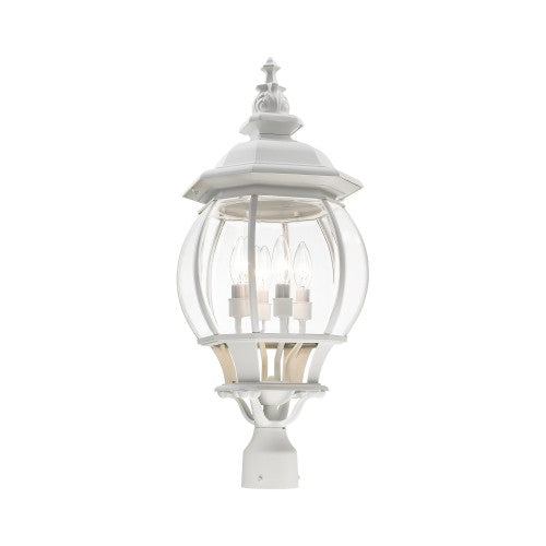 ##Antique Hardware## 4 Light Textured White Outdoor Post Top Lantern