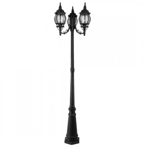 ##Antique Hardware## 3 Light Textured Black Outdoor Post Light