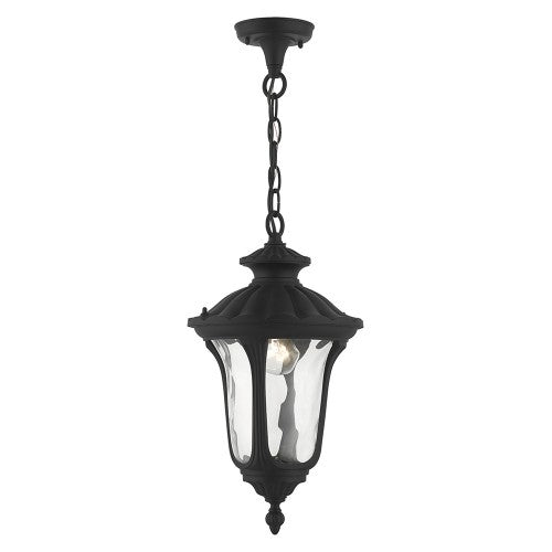 ##Antique Hardware## 1 Light Textured Black Outdoor Pendant Lantern