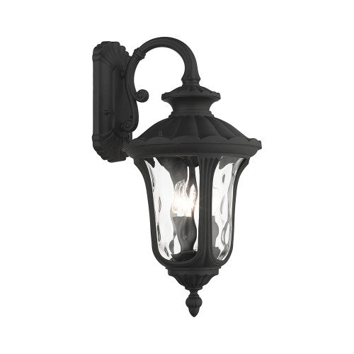 ##Antique Hardware## 3 Light Textured Black Outdoor Wall Lantern