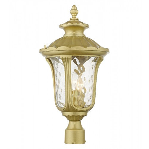 ##Antique Hardware## 3 Light Soft Gold Outdoor Large Post Top Lantern