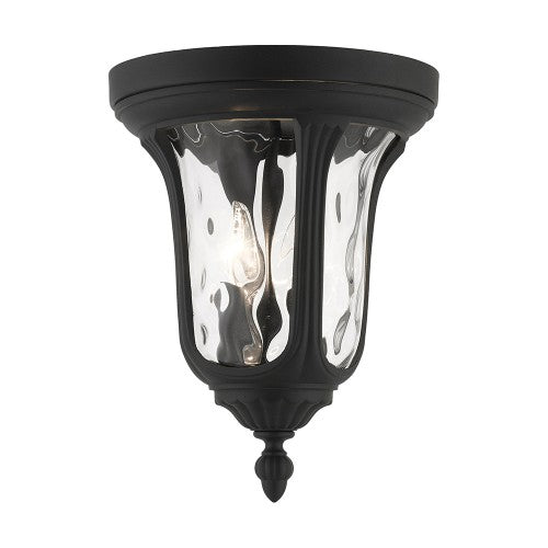 ##Antique Hardware## 2 Light Textured Black Outdoor Ceiling Mount
