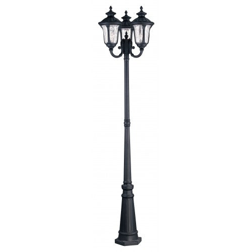 ##Antique Hardware## 3 Light Textured Black Outdoor Post Light