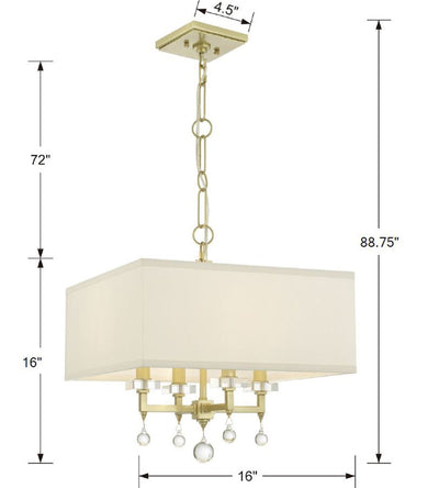 ##Antique Hardware## Paxton 4 Light Aged Brass Mini Chandelier