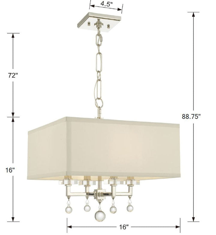 ##Antique Hardware## Paxton 4 Light Polished Nickel Mini Chandelier
