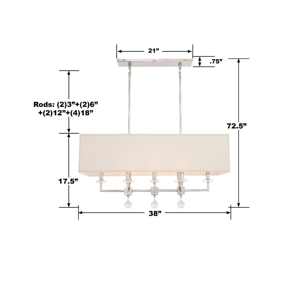 ##Antique Hardware## Paxton 8 Light Polished Nickel Linear Chandelier