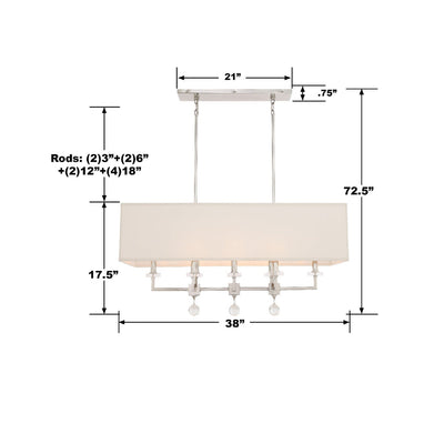 ##Antique Hardware## Paxton 8 Light Polished Nickel Linear Chandelier