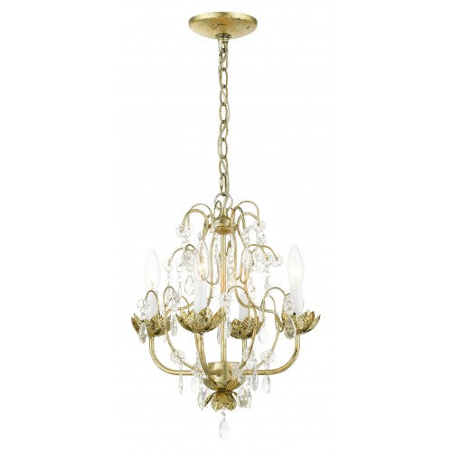 ##Antique Hardware## 4 Light Winter Gold Chandelier