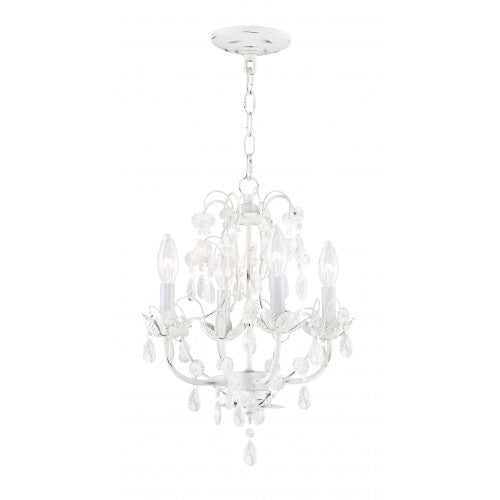 ##Antique Hardware## 4 Light Antique White Chandelier