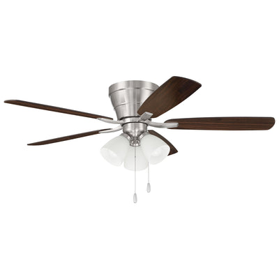 Antique Hardware 52" Wheeler 3-Light in Brushed Polished Nickel w/ Driftwood/Walnut Blades Ceiling Fan