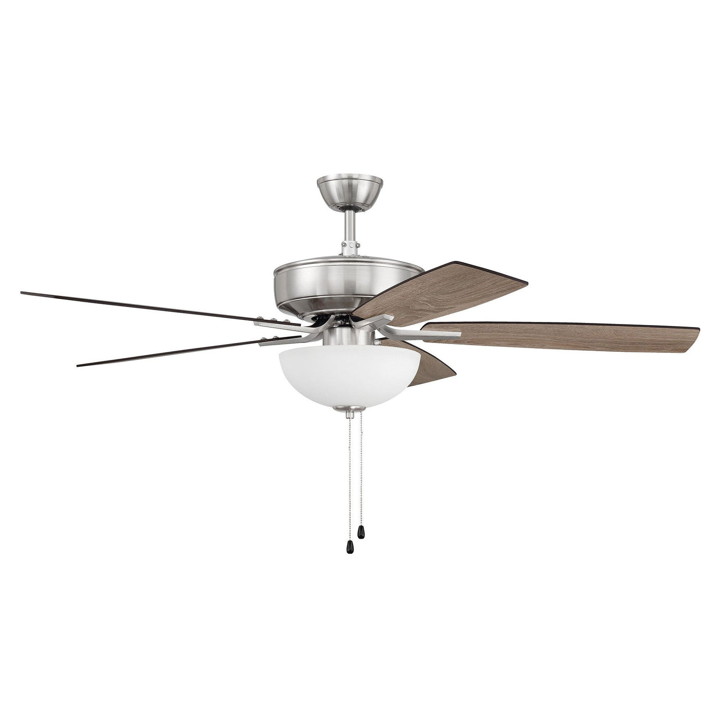 ##Antique Hardware## 52" Pro Plus 211 in Brushed Polished Nickel w/ Drifwood/Grey Walnut Blades