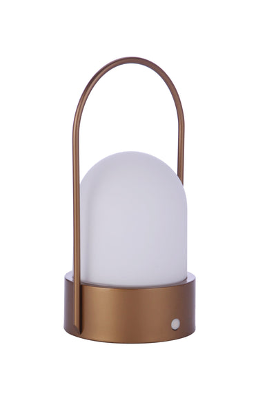 ##Antique Hardware## Outdoor Rechargeable Dimmable LED Portable Lamp in Satin Brass (Dome Shade)