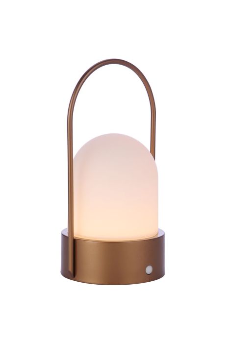 ##Antique Hardware## Outdoor Rechargeable Dimmable LED Portable Lamp in Satin Brass (Dome Shade)