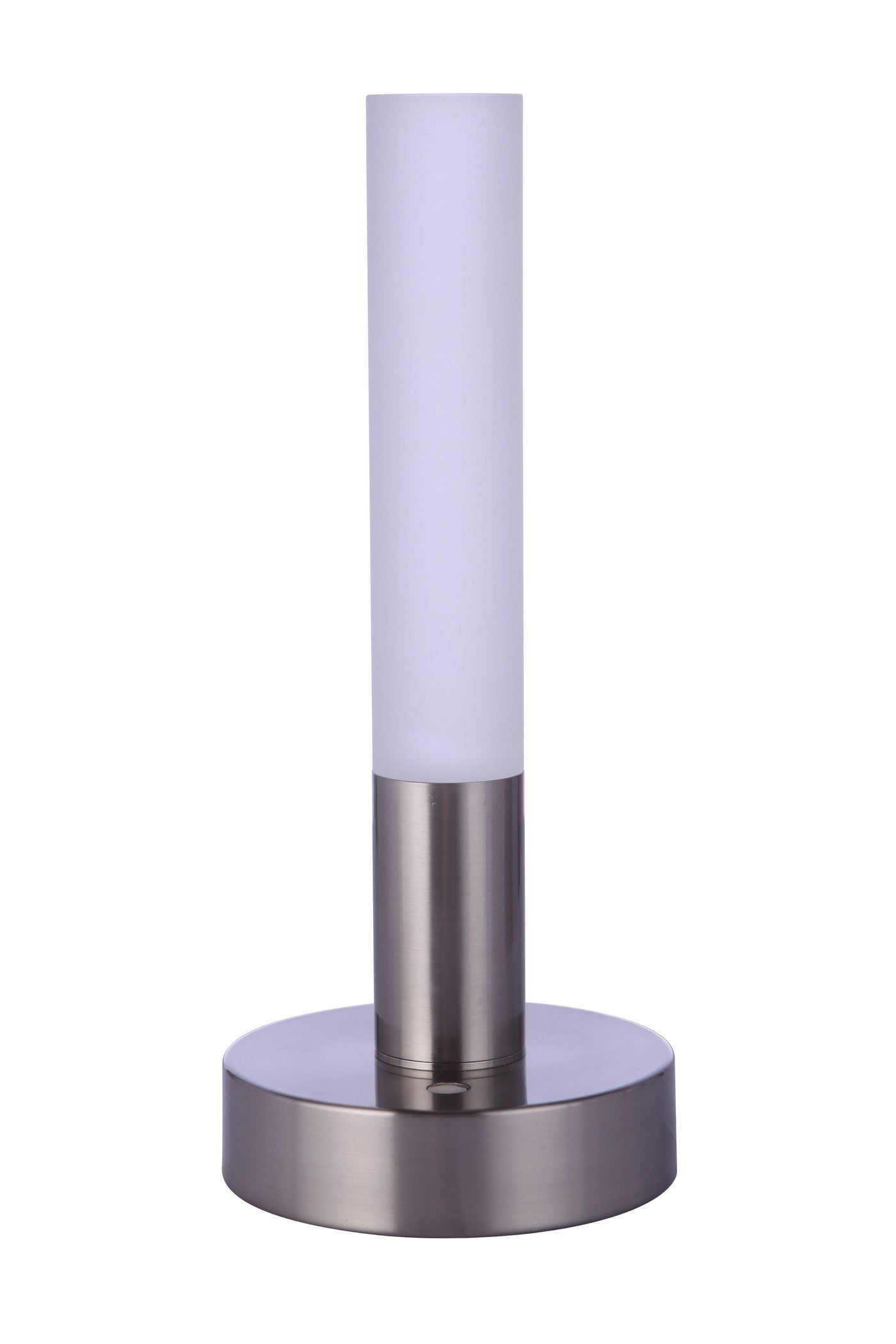 ##Antique Hardware## Indoor Rechargeable Dimmable LED Cylinder Portable Lamp in Brushed Polished Nickel