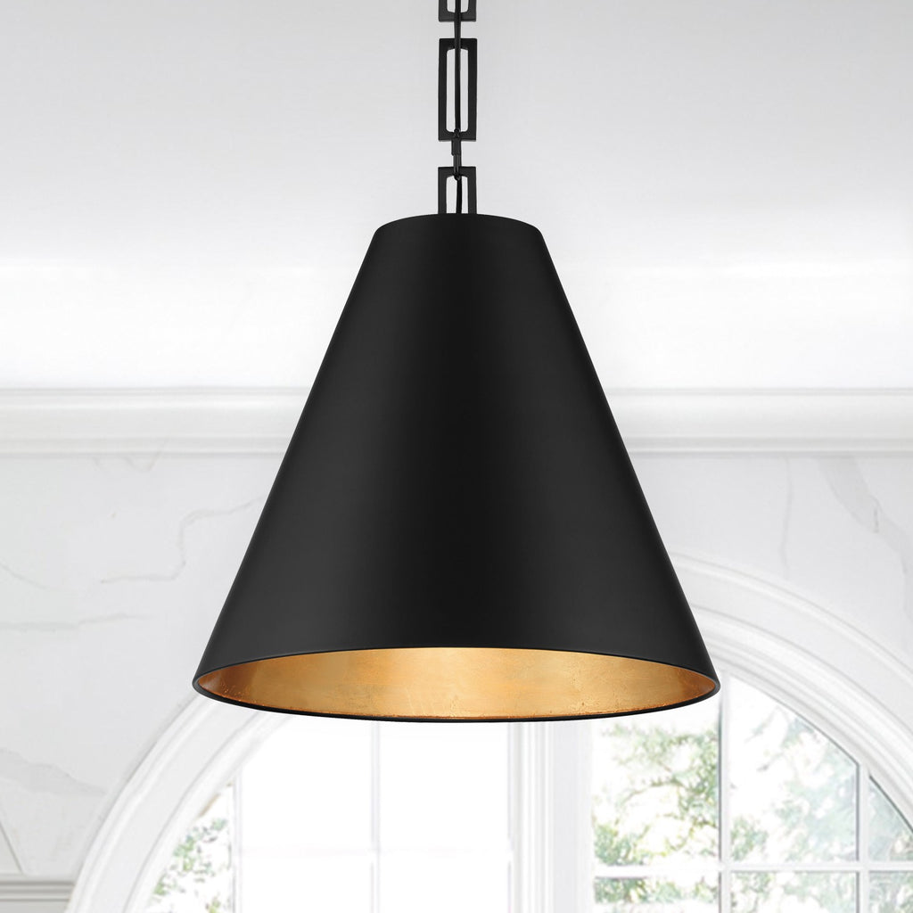 ##Antique Hardware## Brian Patrick Flynn Alston 3 Light Matte Black + Antique Gold Chandelier