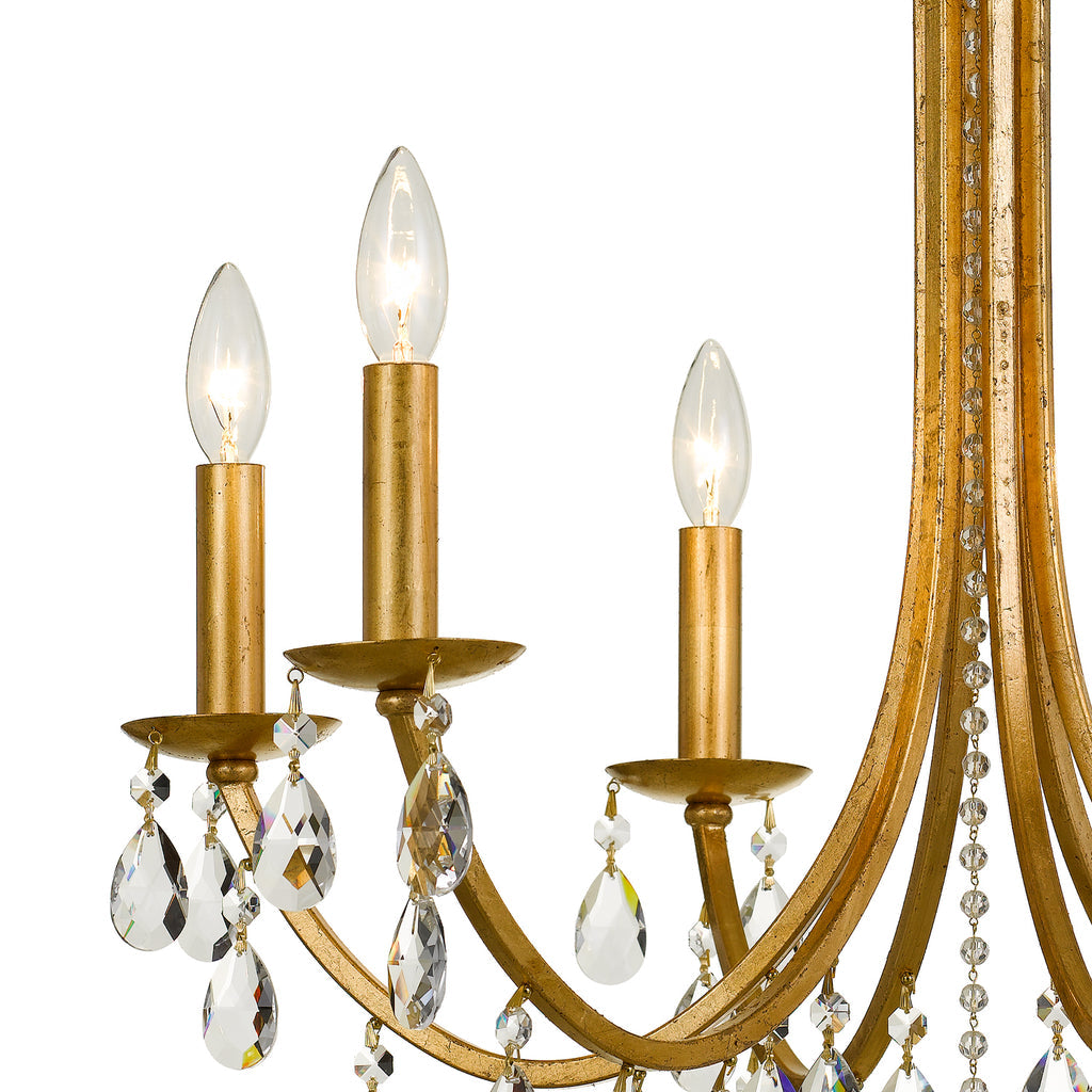 ##Antique Hardware## Bridgehampton 6 Light Hand Cut Crystal Antique Gold Chandelier