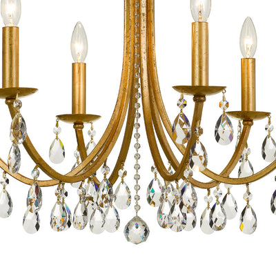 ##Antique Hardware## Bridgehampton 6 Light Hand Cut Crystal Antique Gold Chandelier