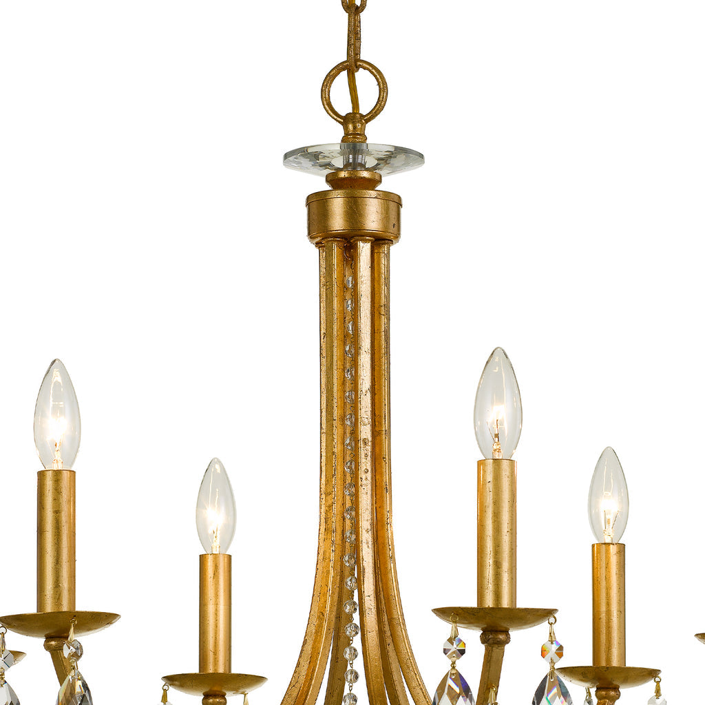 ##Antique Hardware## Bridgehampton 6 Light Hand Cut Crystal Antique Gold Chandelier