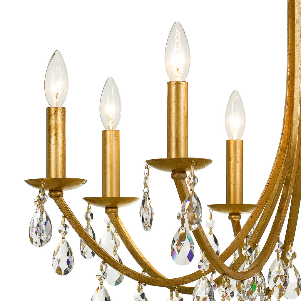 ##Antique Hardware## Bridgehampton 8 Light Hand Cut Crystal Antique Gold Chandelier