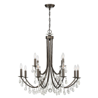 ##Antique Hardware## Bridgehampton 12 Light Swarovski Strass Crystal Vibrant Bronze Chandelier