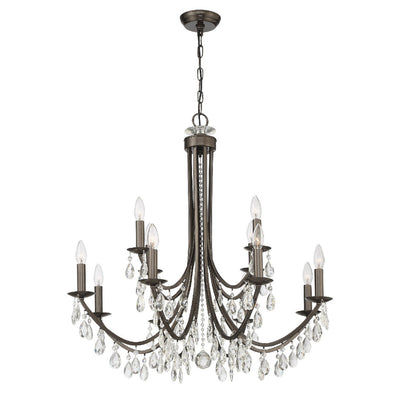 ##Antique Hardware## Bridgehampton 12 Light Spectra Crystal Vibrant Bronze Chandelier