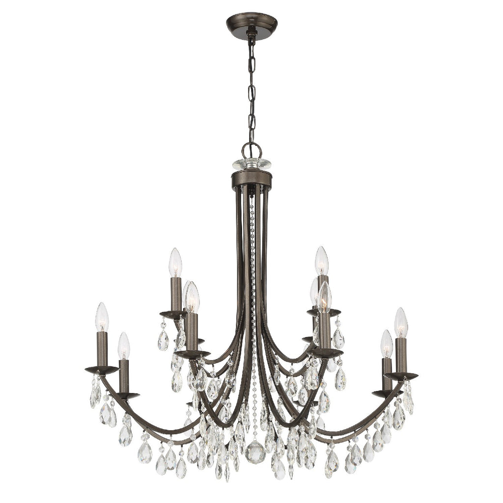 ##Antique Hardware## Bridgehampton 12 Light Swarovski Strass Crystal Vibrant Bronze Chandelier