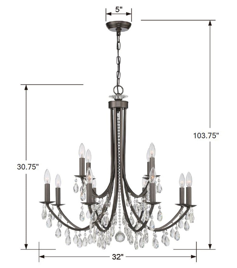 ##Antique Hardware## Bridgehampton 12 Light Spectra Crystal Vibrant Bronze Chandelier
