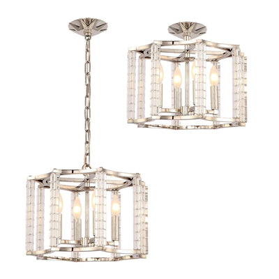 ##Antique Hardware## Carson 4 Light Polished Nickel Mini Chandelier