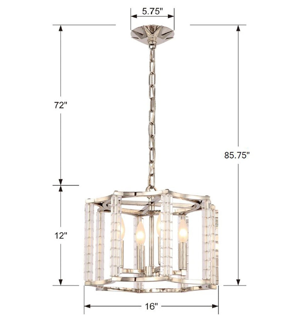 ##Antique Hardware## Carson 4 Light Polished Nickel Mini Chandelier