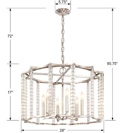 ##Antique Hardware## Carson 6 Light Polished Nickel Chandelier