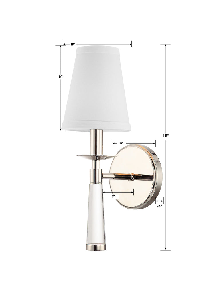 ##Antique Hardware## Baxter 1 Light Polished Nickel Sconce