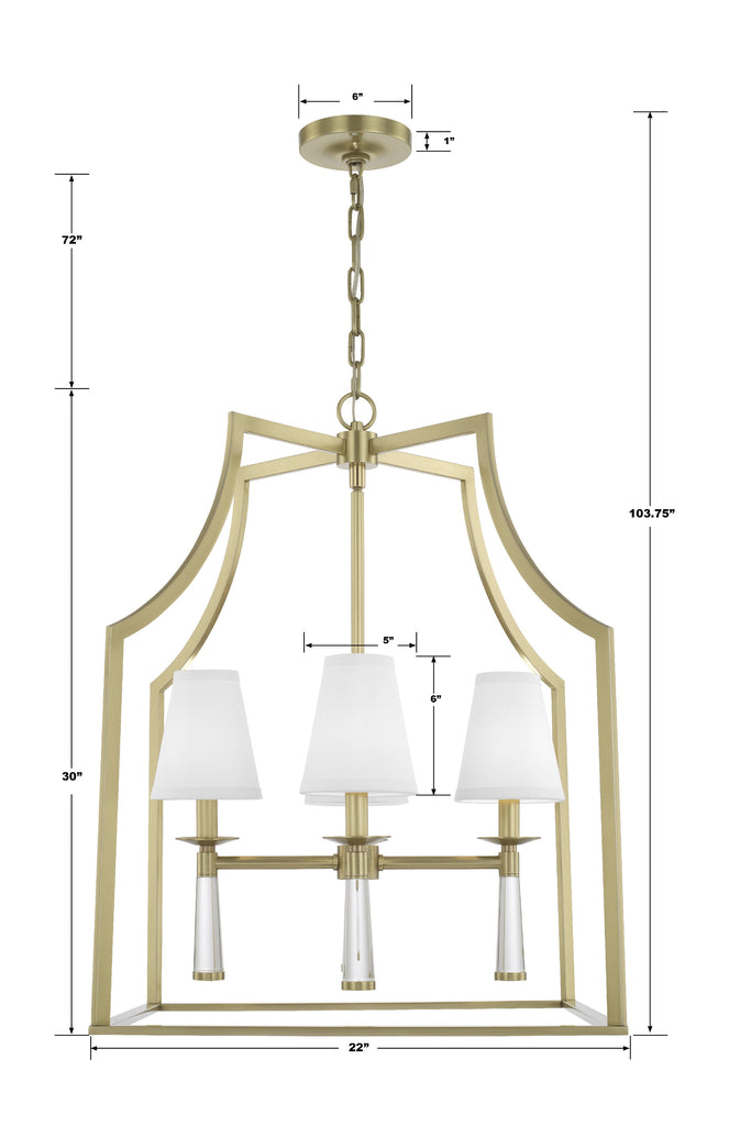 ##Antique Hardware## Baxter 4 Light Aged Brass Chandelier