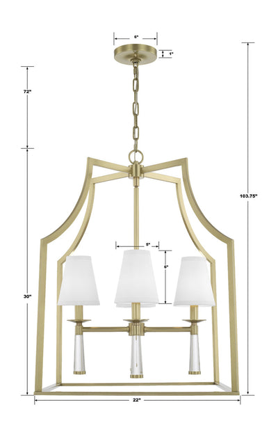 ##Antique Hardware## Baxter 4 Light Aged Brass Chandelier