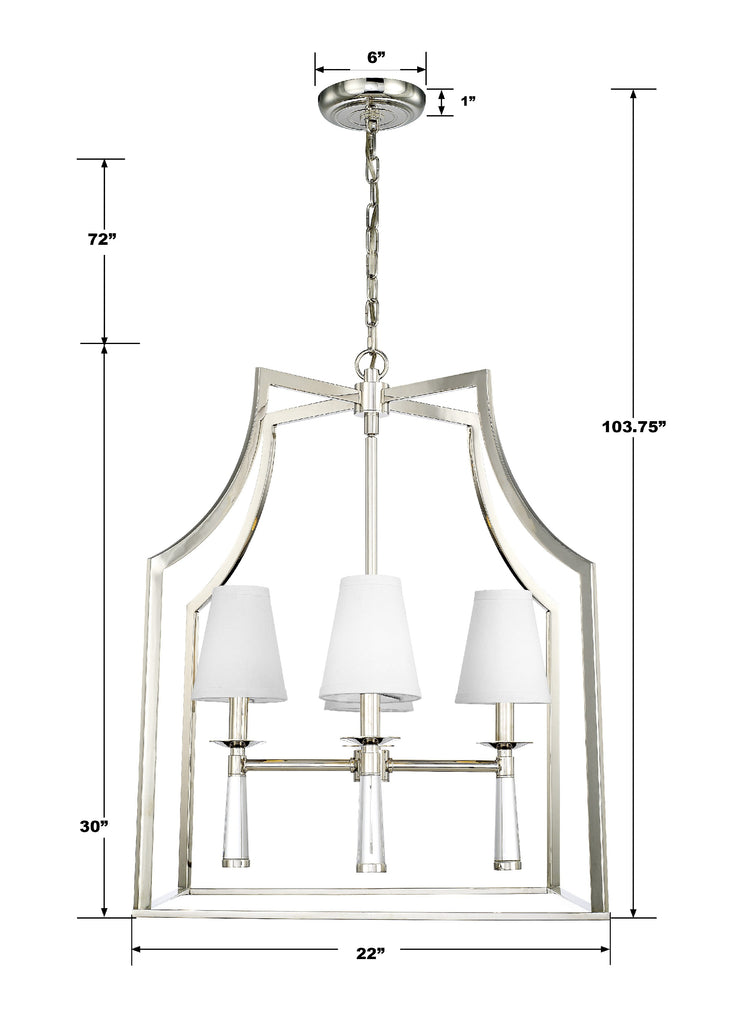 ##Antique Hardware## Baxter 4 Light Polished Nickel Chandelier