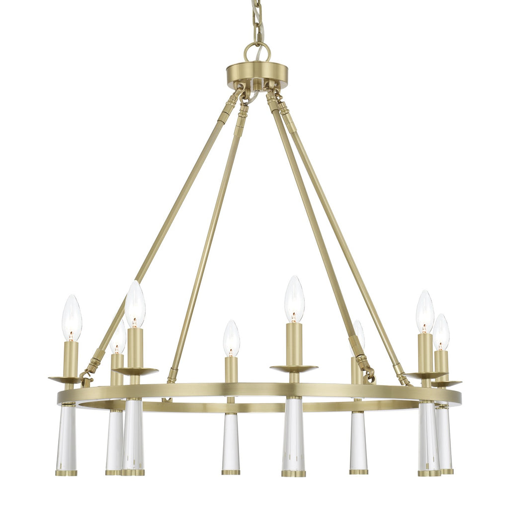 ##Antique Hardware## Baxter 8 Light Antique Aged Brass Chandelier