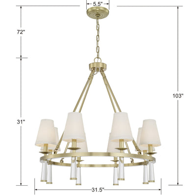 ##Antique Hardware## Baxter 8 Light Antique Aged Brass Chandelier