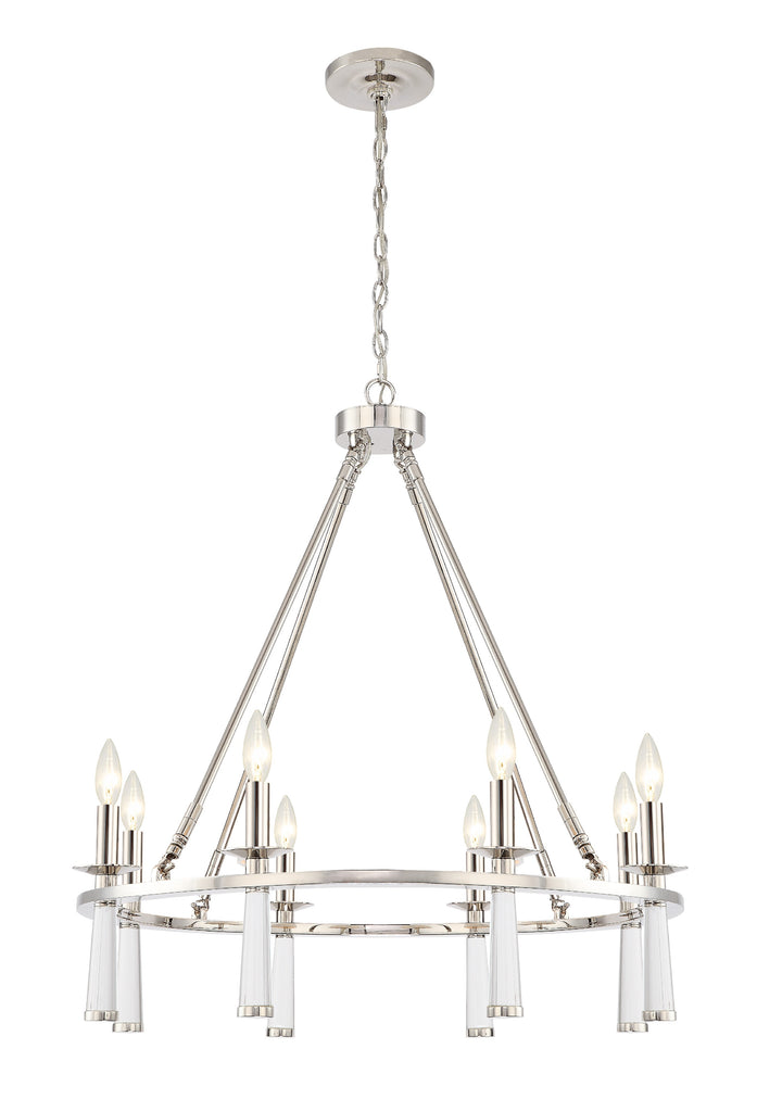 ##Antique Hardware## Baxter 8 Light Polished Nickel Chandelier