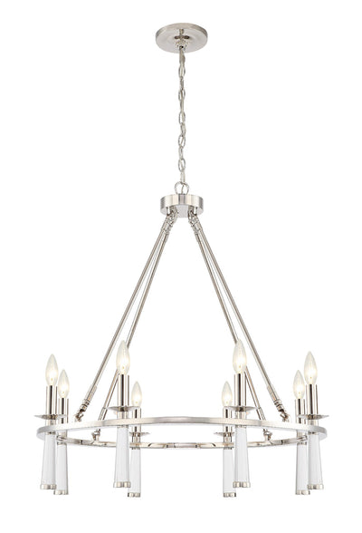 ##Antique Hardware## Baxter 8 Light Polished Nickel Chandelier