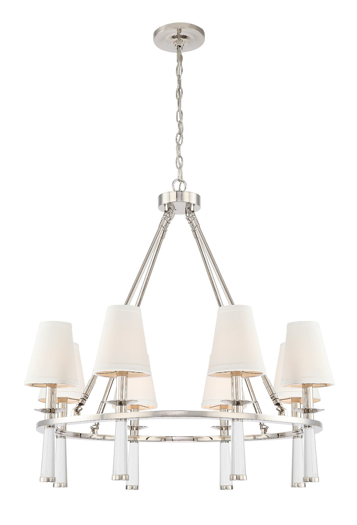 ##Antique Hardware## Baxter 8 Light Polished Nickel Chandelier